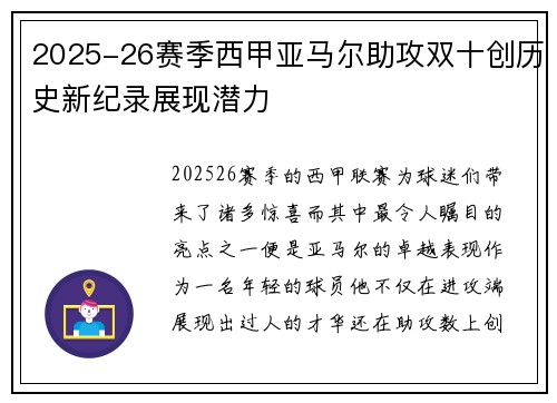 2025-26赛季西甲亚马尔助攻双十创历史新纪录展现潜力 2025-26赛季西甲亚马尔助攻双十创历史新纪录展现潜力